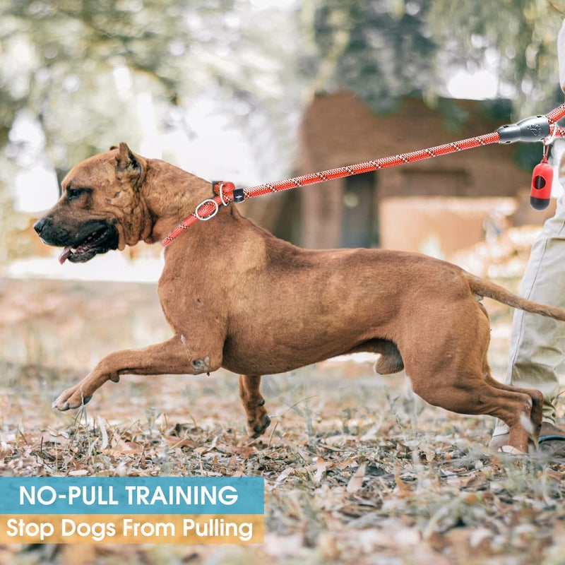 BAAPET 6 Feet Slip Lead Dog Leash Anti-Choking with Upgraded Durable Rope Cover and Comfortable Padded Handle for Large, Medium, Small Dogs Trainning with Poop Bags and Dispenser (Red) - Image 5